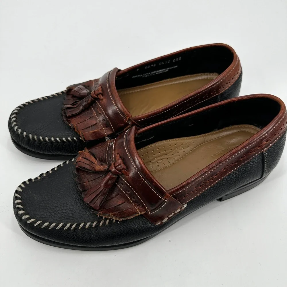 GH Bass Weejuns Mens Black Brown Leather Kiltie Tassel Loafers Moccasin Shoe 9.5